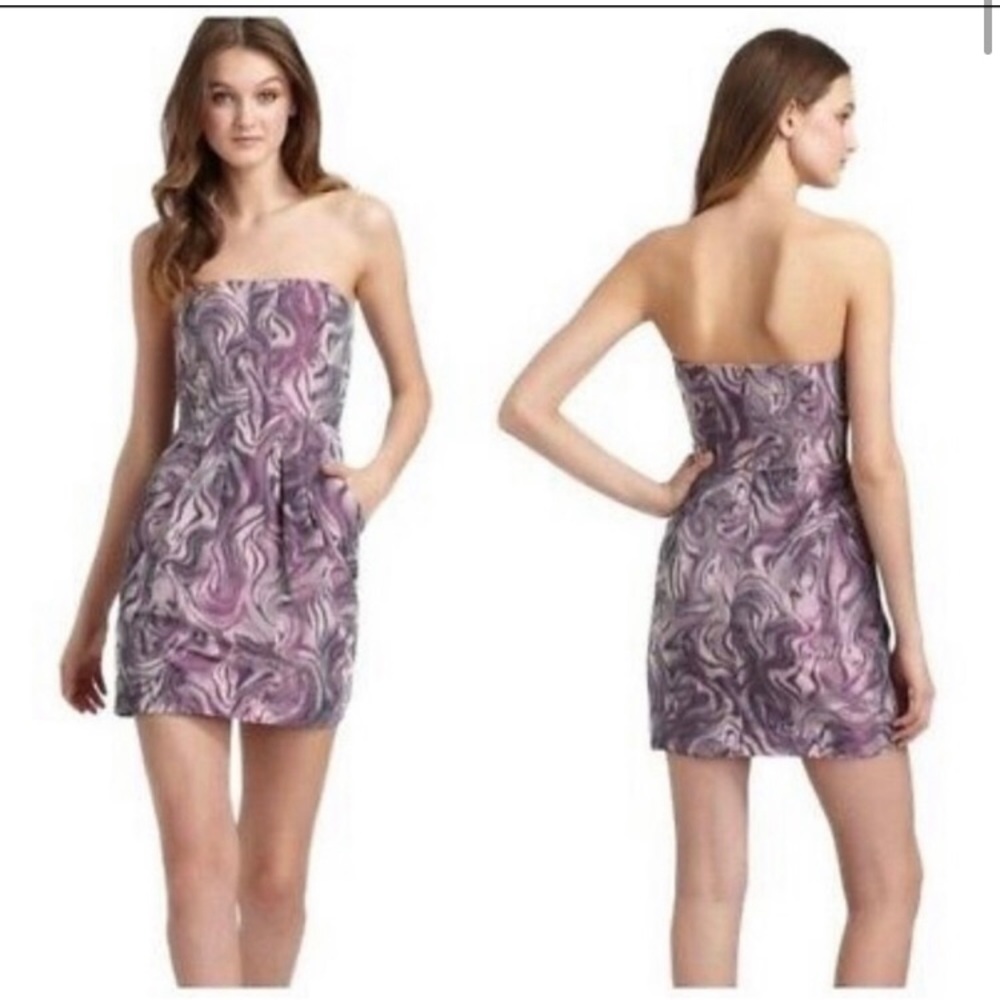 BCBGMaxAzria Martina Bengaline Strapless Cocktail Mini Dress